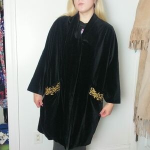 Vintage Laura Ashley Black and Gold embroidered opera coat one size